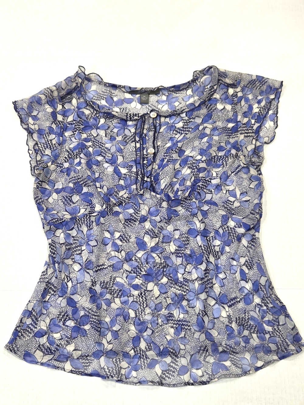 Hula Doll Hawaii 100% Silk Floral Blouse Size Medium